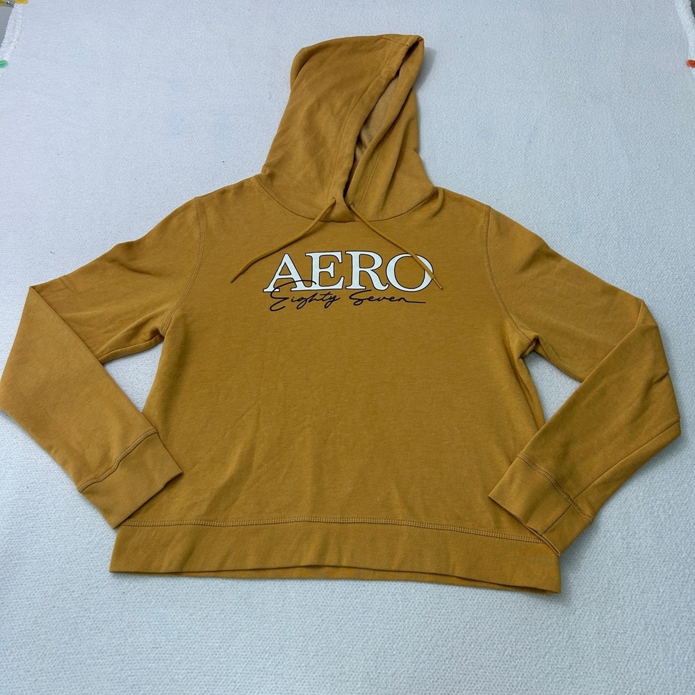 Aeropostale Womens Eighty Seven Graphic Hoodie XL Yellow Cotton Blend B120194